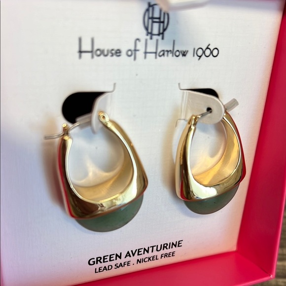 House of Harlow 1960 Green Aventurine Earrings ✨ - Picture 4 of 5